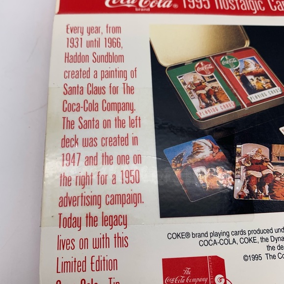 Vintage LIMITED EDITION 1995 Coca~Cola NOSTALGIA Playing Cards 2 Decks In Tin - Picture 6 of 6